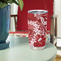 Red Polynesia Hammerhead Shark Tattoo With Plumeria Lei Tumbler Cup LT14 - Polynesian Pride