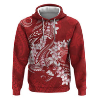 Red Polynesia Hammerhead Shark Tattoo With Plumeria Lei Zip Hoodie LT14 Pullover Hoodie Red - Polynesian Pride