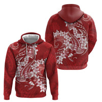 Red Polynesia Hammerhead Shark Tattoo With Plumeria Lei Zip Hoodie LT14 - Polynesian Pride