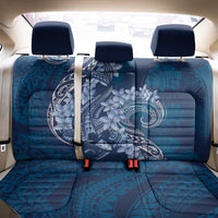 Navy Blue Polynesia Hammerhead Shark Tattoo With Plumeria Lei Back Car Seat Cover LT14 - Polynesian Pride