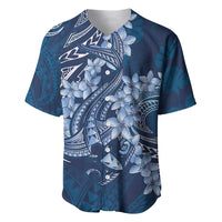 Navy Blue Polynesia Hammerhead Shark Tattoo With Plumeria Lei Baseball Jersey LT14 Navy Blue - Polynesian Pride