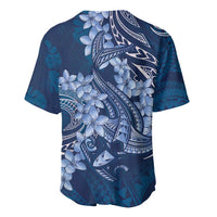 Navy Blue Polynesia Hammerhead Shark Tattoo With Plumeria Lei Baseball Jersey LT14 - Polynesian Pride