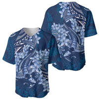 Navy Blue Polynesia Hammerhead Shark Tattoo With Plumeria Lei Baseball Jersey LT14 - Polynesian Pride