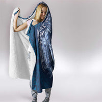 Navy Blue Polynesia Hammerhead Shark Tattoo With Plumeria Lei Hooded Blanket LT14 - Polynesian Pride
