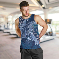 Navy Blue Polynesia Hammerhead Shark Tattoo With Plumeria Lei Men Tank Top LT14 Navy Blue - Polynesian Pride