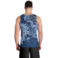 Navy Blue Polynesia Hammerhead Shark Tattoo With Plumeria Lei Men Tank Top LT14 - Polynesian Pride