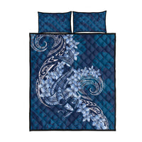 Navy Blue Polynesia Hammerhead Shark Tattoo With Plumeria Lei Quilt Bed Set LT14 - Polynesian Pride