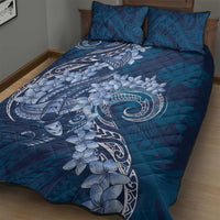 Navy Blue Polynesia Hammerhead Shark Tattoo With Plumeria Lei Quilt Bed Set LT14 - Polynesian Pride