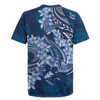 Navy Blue Polynesia Hammerhead Shark Tattoo With Plumeria Lei Rugby Jersey LT14 - Polynesian Pride
