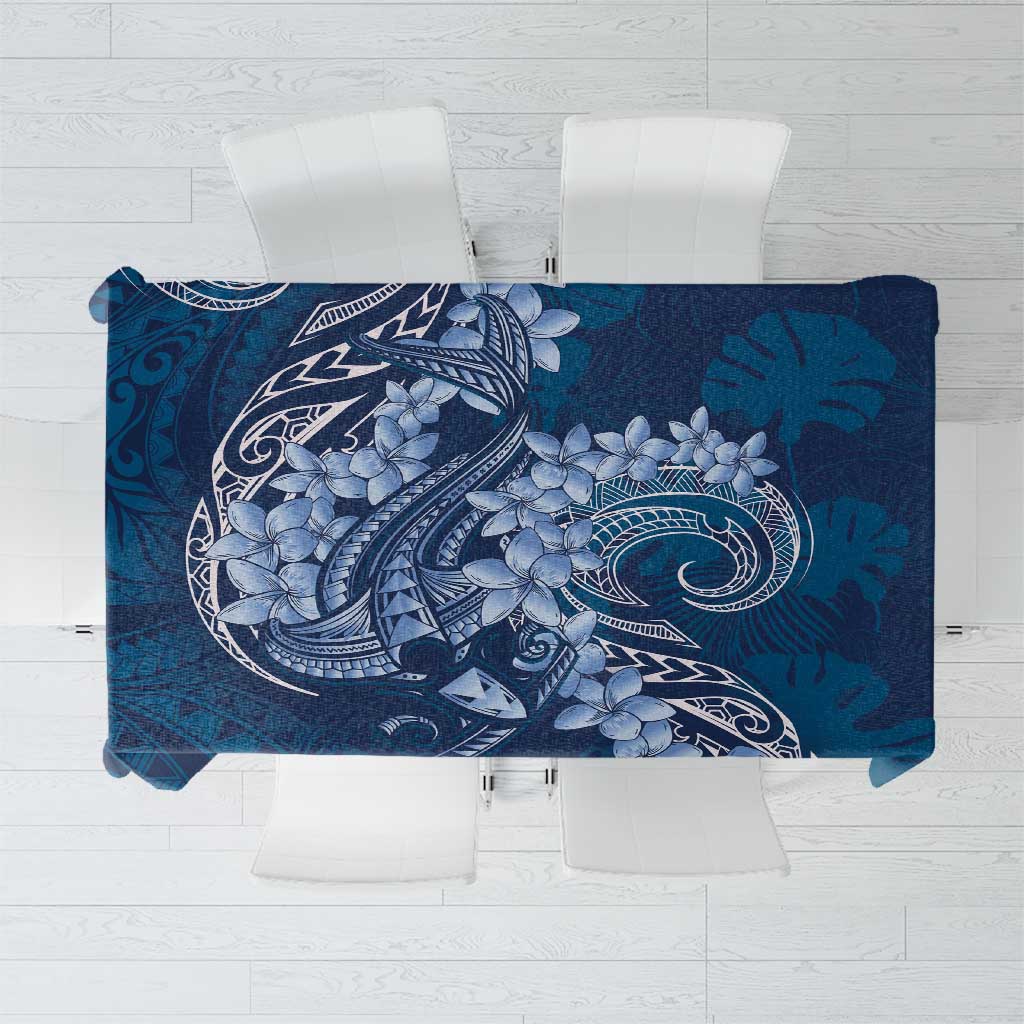 Navy Blue Polynesia Hammerhead Shark Tattoo With Plumeria Lei Tablecloth LT14 Navy Blue - Polynesian Pride