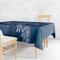 Navy Blue Polynesia Hammerhead Shark Tattoo With Plumeria Lei Tablecloth LT14 - Polynesian Pride
