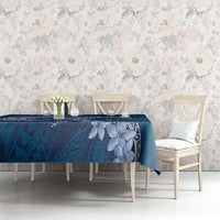 Navy Blue Polynesia Hammerhead Shark Tattoo With Plumeria Lei Tablecloth LT14 - Polynesian Pride