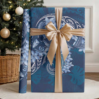 Navy Blue Polynesia Hammerhead Shark Tattoo With Plumeria Lei Wrapping Paper LT14 - Polynesian Pride