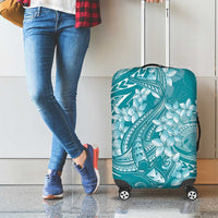Teal Polynesia Hammerhead Shark Tattoo With Plumeria Lei Luggage Cover LT14 - Polynesian Pride
