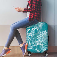 Teal Polynesia Hammerhead Shark Tattoo With Plumeria Lei Luggage Cover LT14 - Polynesian Pride