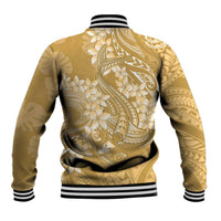 Yellow Polynesia Hammerhead Shark Tattoo With Plumeria Lei Baseball Jacket LT14 - Polynesian Pride