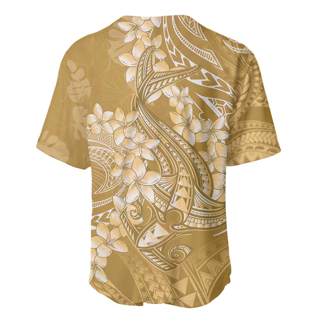 Yellow Polynesia Hammerhead Shark Tattoo With Plumeria Lei Baseball Jersey LT14 - Polynesian Pride