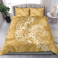 Yellow Polynesia Hammerhead Shark Tattoo With Plumeria Lei Bedding Set LT14 - Polynesian Pride