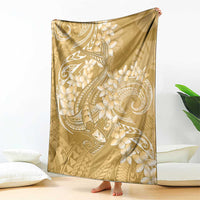 Yellow Polynesia Hammerhead Shark Tattoo With Plumeria Lei Blanket LT14 - Polynesian Pride
