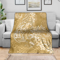 Yellow Polynesia Hammerhead Shark Tattoo With Plumeria Lei Blanket LT14 - Polynesian Pride