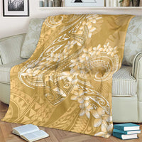 Yellow Polynesia Hammerhead Shark Tattoo With Plumeria Lei Blanket LT14 - Polynesian Pride