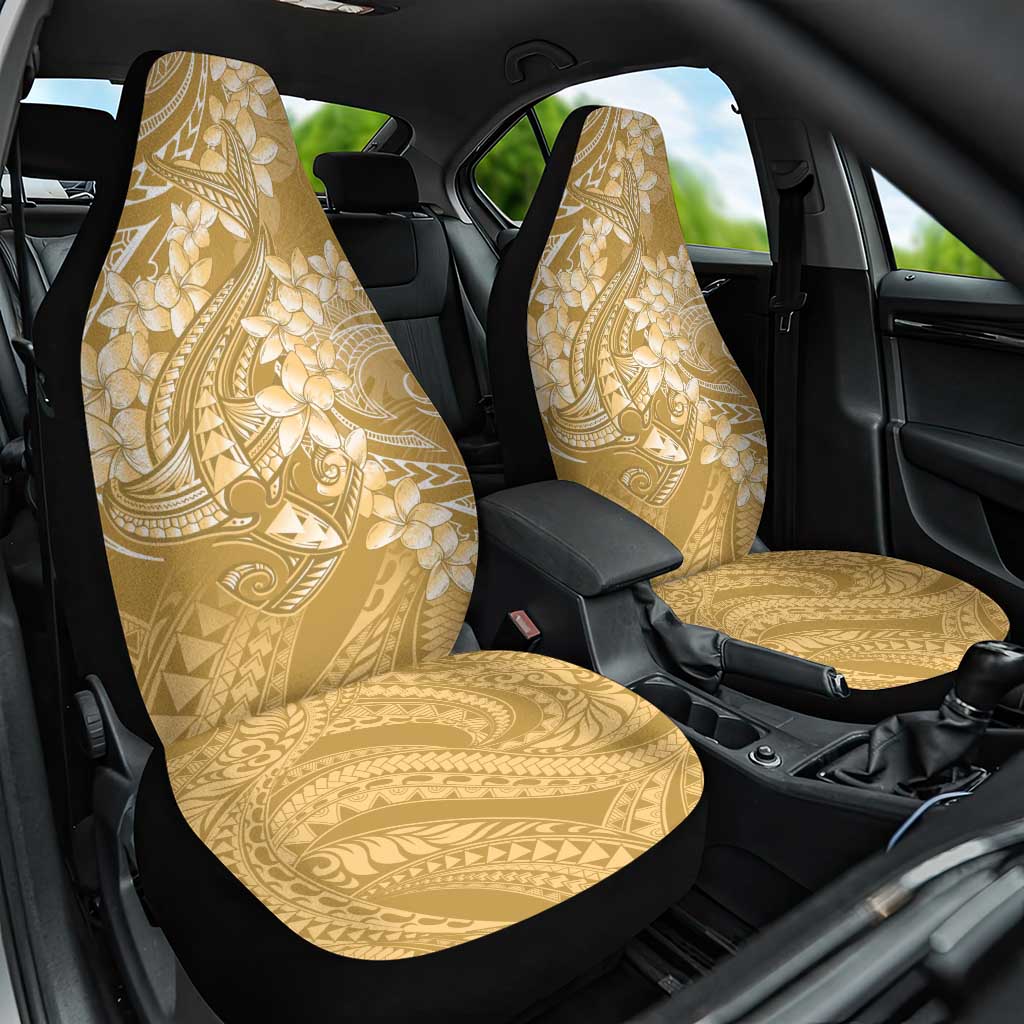 Yellow Polynesia Hammerhead Shark Tattoo With Plumeria Lei Car Seat Cover LT14 One Size Yellow - Polynesian Pride