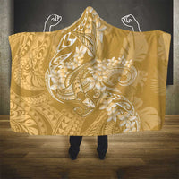 Yellow Polynesia Hammerhead Shark Tattoo With Plumeria Lei Hooded Blanket LT14 - Polynesian Pride