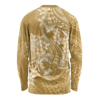 Yellow Polynesia Hammerhead Shark Tattoo With Plumeria Lei Long Sleeve Shirt LT14 - Polynesian Pride
