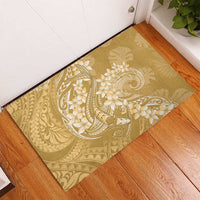 Yellow Polynesia Hammerhead Shark Tattoo With Plumeria Lei Rubber Doormat LT14 - Polynesian Pride