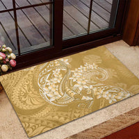 Yellow Polynesia Hammerhead Shark Tattoo With Plumeria Lei Rubber Doormat LT14 - Polynesian Pride