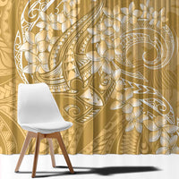 Yellow Polynesia Hammerhead Shark Tattoo With Plumeria Lei Window Curtain LT14 - Polynesian Pride