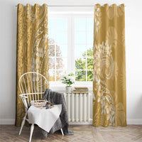 Yellow Polynesia Hammerhead Shark Tattoo With Plumeria Lei Window Curtain LT14 - Polynesian Pride