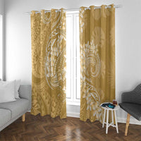 Yellow Polynesia Hammerhead Shark Tattoo With Plumeria Lei Window Curtain LT14 With Grommets Yellow - Polynesian Pride