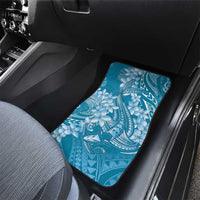 Blue Polynesia Hammerhead Shark Tattoo With Plumeria Lei Car Mats LT14 - Polynesian Pride