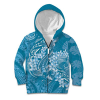 Blue Polynesia Hammerhead Shark Tattoo With Plumeria Lei Kid Hoodie LT14 Zip Hoodie Blue - Polynesian Pride