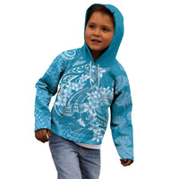 Blue Polynesia Hammerhead Shark Tattoo With Plumeria Lei Kid Hoodie LT14 - Polynesian Pride
