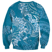 Blue Polynesia Hammerhead Shark Tattoo With Plumeria Lei Sweatshirt LT14 - Polynesian Pride