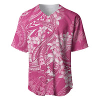 Pink Polynesia Hammerhead Shark Tattoo With Plumeria Lei Baseball Jersey LT14 Pink - Polynesian Pride