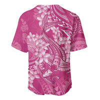 Pink Polynesia Hammerhead Shark Tattoo With Plumeria Lei Baseball Jersey LT14 - Polynesian Pride