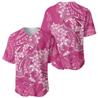 Pink Polynesia Hammerhead Shark Tattoo With Plumeria Lei Baseball Jersey LT14 - Polynesian Pride