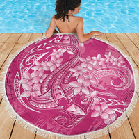 Pink Polynesia Hammerhead Shark Tattoo With Plumeria Lei Beach Blanket LT14 - Polynesian Pride