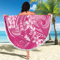 Pink Polynesia Hammerhead Shark Tattoo With Plumeria Lei Beach Blanket LT14 - Polynesian Pride