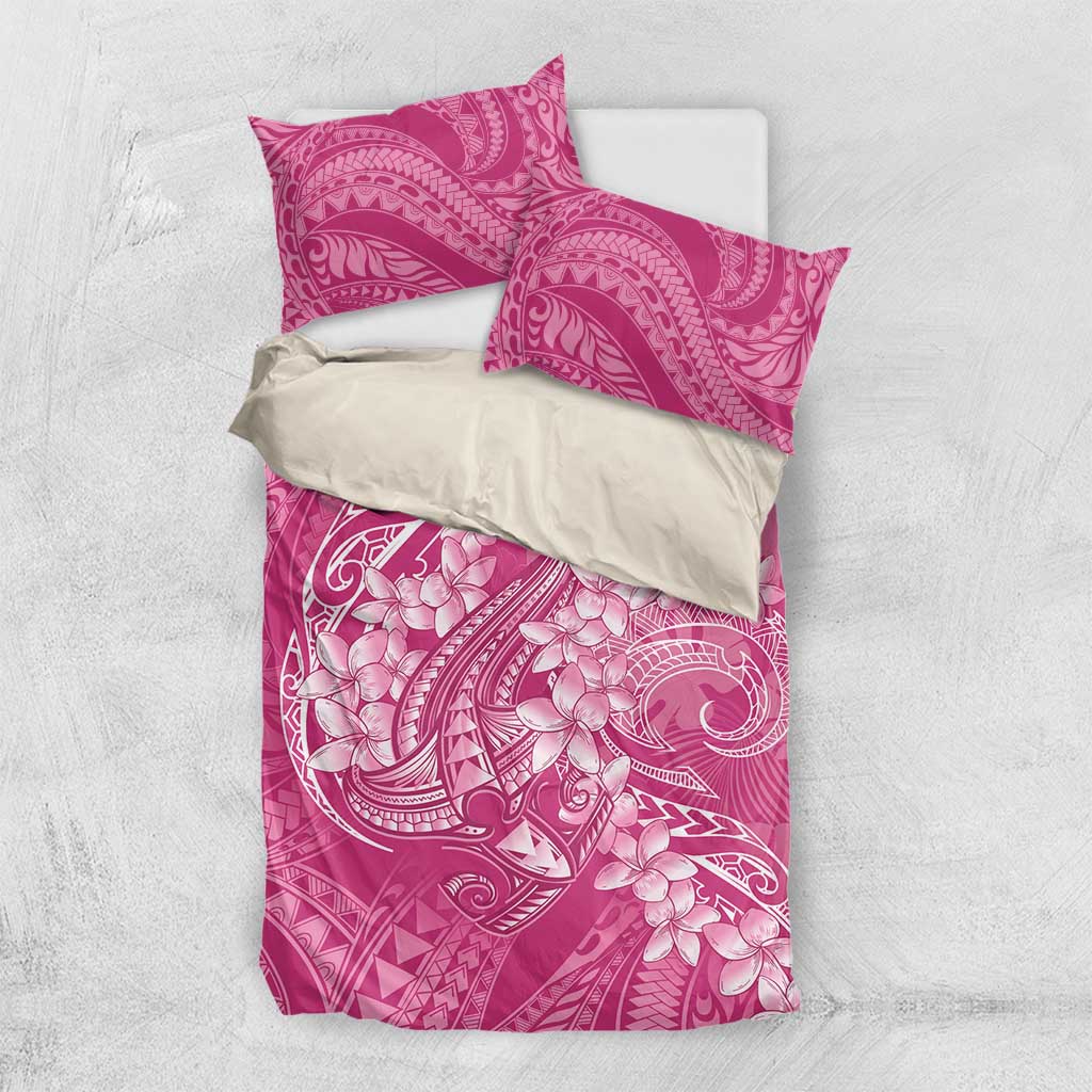 Pink Polynesia Hammerhead Shark Tattoo With Plumeria Lei Bedding Set LT14 US Twin 172cm x 218cm Pink - Polynesian Pride
