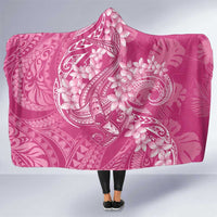 Pink Polynesia Hammerhead Shark Tattoo With Plumeria Lei Hooded Blanket LT14 One Size Pink - Polynesian Pride