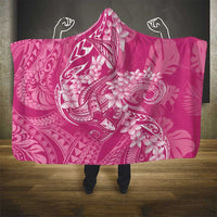 Pink Polynesia Hammerhead Shark Tattoo With Plumeria Lei Hooded Blanket LT14 - Polynesian Pride
