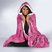 Pink Polynesia Hammerhead Shark Tattoo With Plumeria Lei Hooded Blanket LT14 - Polynesian Pride