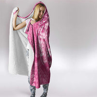 Pink Polynesia Hammerhead Shark Tattoo With Plumeria Lei Hooded Blanket LT14 - Polynesian Pride
