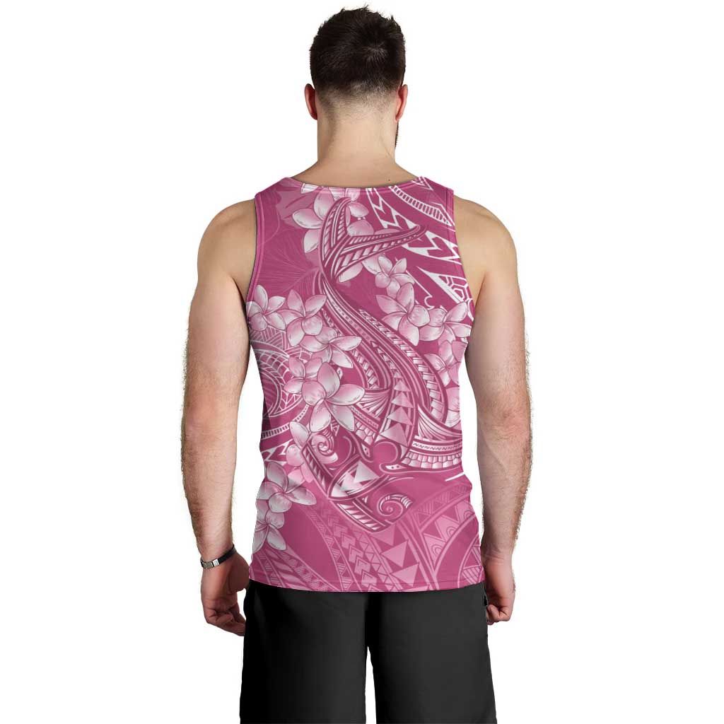 Pink Polynesia Hammerhead Shark Tattoo With Plumeria Lei Men Tank Top LT14 - Polynesian Pride