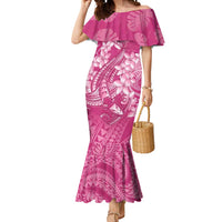 Pink Polynesia Hammerhead Shark Tattoo With Plumeria Lei Mermaid Dress LT14 Women Pink - Polynesian Pride