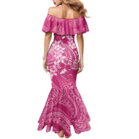 Pink Polynesia Hammerhead Shark Tattoo With Plumeria Lei Mermaid Dress LT14 - Polynesian Pride